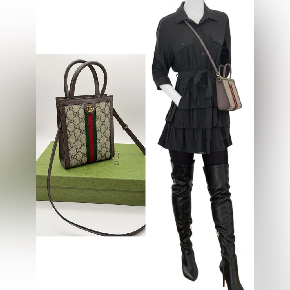 ❌SOLD❌Authentic Gucci GG Ophidia Supreme Mini Top Handle Crossbody Shoulder Bag